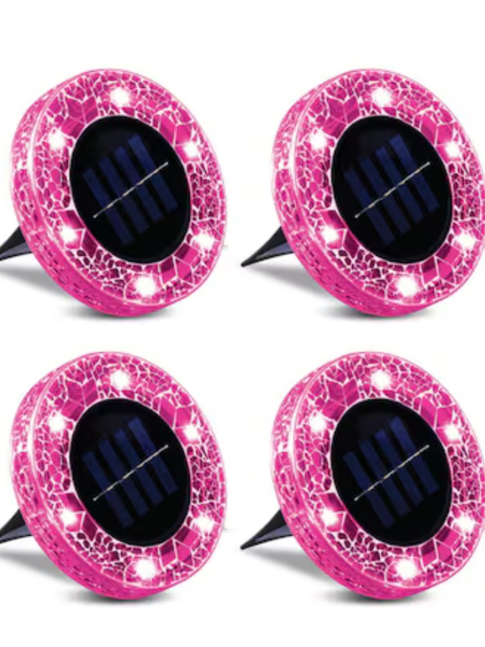 BELL + HOWELL 4 -Pack Mosaic Disk Lights 24 -Lumens Mosaic Fuchsia Solar LED - Picture 3 of 11
